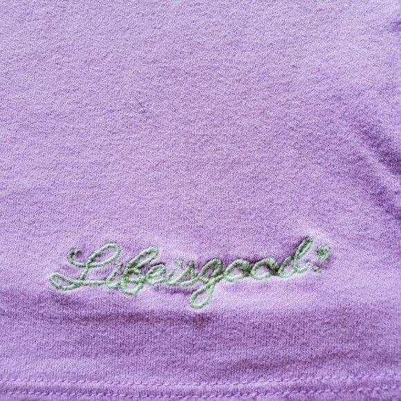Life is Good Embroidered Peace Sign Graphic Purple Short Sleeve Sz M T-shirt - Picture 4 of 8